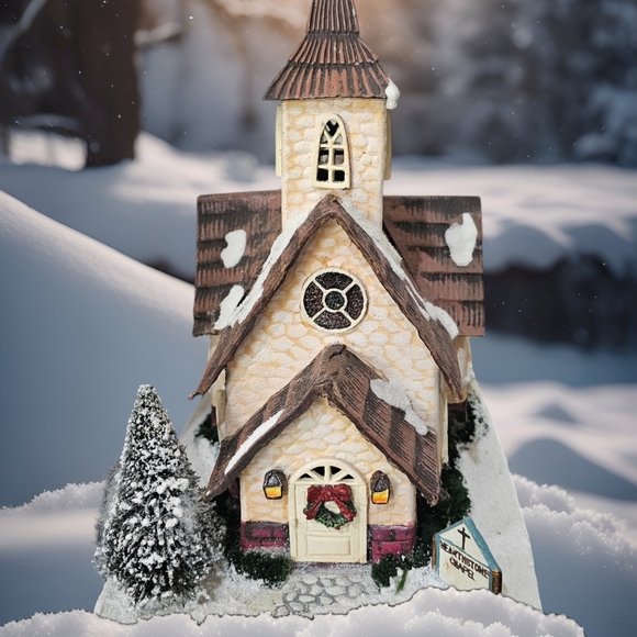 🎁 Silvestri Hearthstone Village "Hearthston Chapel" Holiday Christmas Vintage - Picture 11 of 15